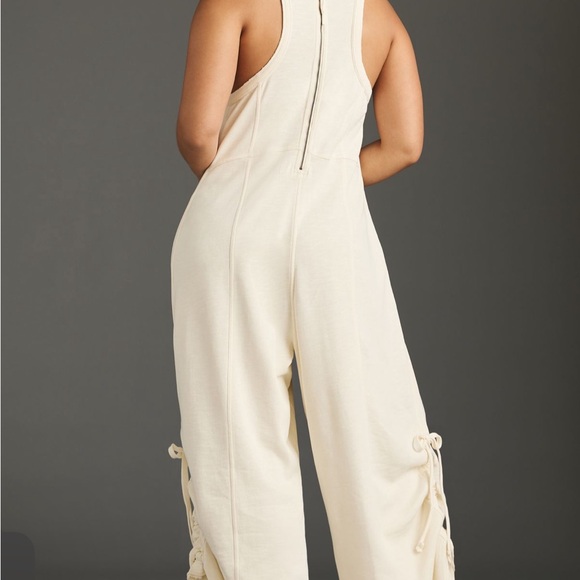 Anthropologie daily practice horizon wide leg knit Jumpsuit in pearl - Picture 2 of 13